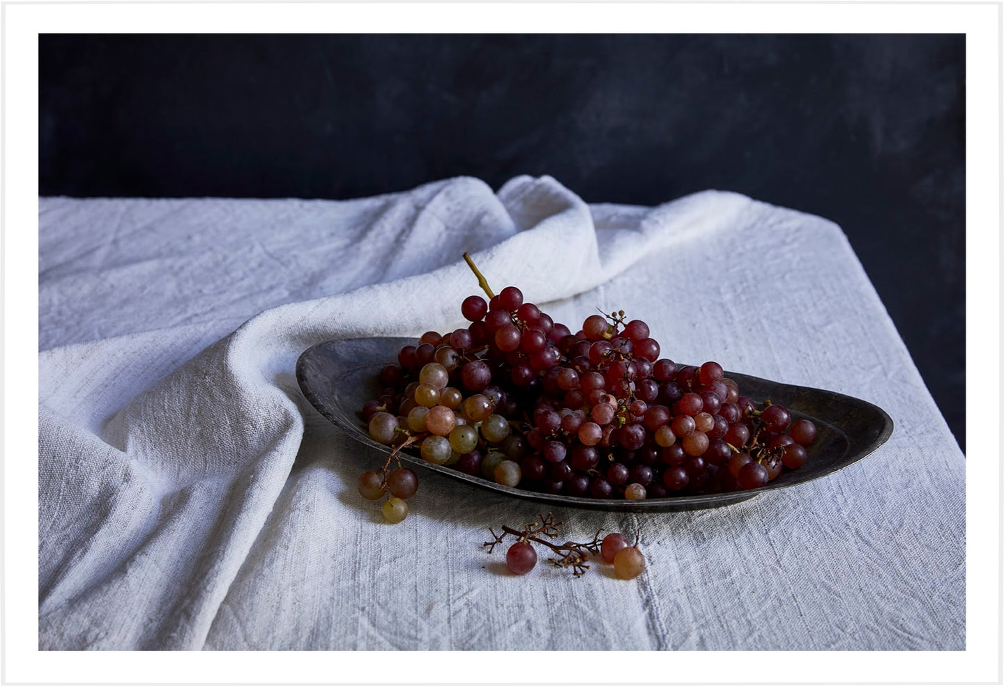 Champagne Grapes on Pewter Platter #1